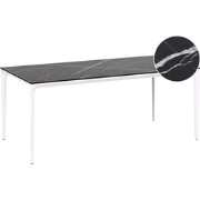 SOVARETO - Tuintafel - Wit/Zwart - HPL/Aluminium/marmer