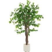 Kunstplant ficus 120 cm met natuurlijke houten stam in pot ML design