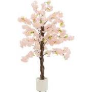 Kunstkerstboom 120 cm kunstplant met natuurlijke houten stam in pot ML...