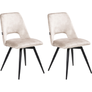 HALLETT - Eetkamerstoel set van 2 - Lichtbeige - Fluweel