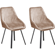 TERLTON - Eetkamerstoel set van 2 - Beige - Fluweel
