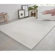 Fluffy vloerkleed - Effen Hoogpolig Super Zacht - Crème - 120 X 170 CM