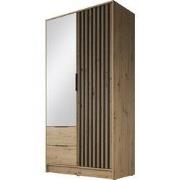 Meubella - Kledingkast Nairobi - Eiken - Zwart - 105 cm - Met spiegel