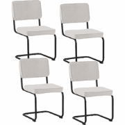 Set van 4 Eetkamerstoelen Remo Crème Ribstof - Zonder Armleuningen