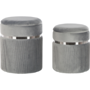 CAMDENTON - Poef set van 2 - Lichtgrijs - Fluweel