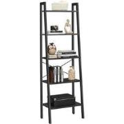 Industriële Boekenkast – Zwart Hout & Metaal – 34 × 56 × 172cm