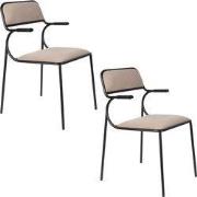 Zuiver Alba Eetkamerstoelen armleuning Zwart/Beige - Set van 2