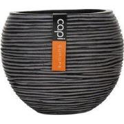 Vaas bol Rib 23x19 Zwart