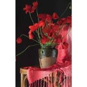 Rode bloemen 70x130cm Tuinschilderij