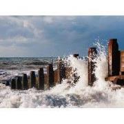 Zee storm 70x50cm Tuinschilderij