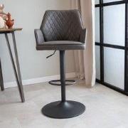 Draaibare Barkruk Antraciet Microvezel Stof Novan - Verstelbaar - Met ...