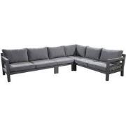 Loungeset Midori hoekset XL (met middenstuk), Grijs frame, grijze kuss...
