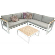 Auckland cornerset oyster/acacia light teak look incl. royal taupe kus...