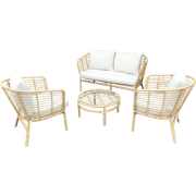 Kuching loungeset light bamboo incl. royal sand kussens