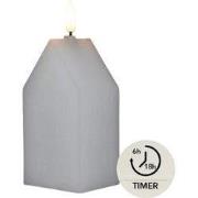 Kaars huisje wax 3d vlam 5x6x15 cm wit