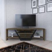 Modern Hoek TV Meubel Oud Eikenlook-Zwart Melamine 120 cm Sares