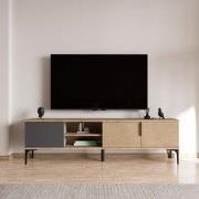 Modern TV Meubel Tarz 180 cm Antraciet-Eikenlook Melamine