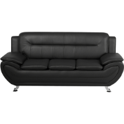 LEIRA - Driezitsbank - Zwart  - Kunstleer