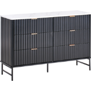 GLASTONBURY - Ladekast 6 lades - Zwart/Marmer - MDF