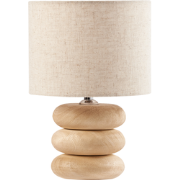 BETWA - Tafellamp - Lichtbruin - 30 cm - Mangohout/Katoen/Linnen