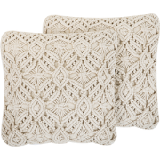 ESENKOY - Sierkussen set van 2 - Lichtbeige - 50 x 50 cm - Katoen