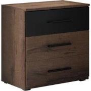 Meubella - Nachtkastje Brown - Zwart - Eiken - 46 cm