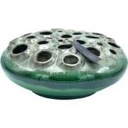 Villa Pottery  Donker Groen Reactive schaal vaas  - H15