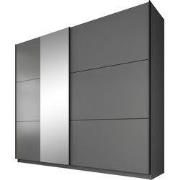 Meubella - Kledingkast Samantha - Grijs - 236 cm - Met spiegel