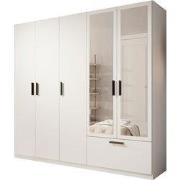 Meubella - Kledingkast Lillian - Wit - 225 cm - Met spiegel