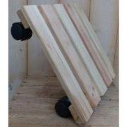 Houten trolly vierkant plastic wieltjes