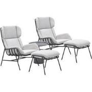 Garden Impressions Fresno loungestoelen donker grijs - Mati bijzettafe...