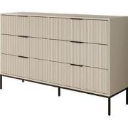 Meubella - Delaware - Ladekast met 6 lades - Beige - 150x40x115 cm