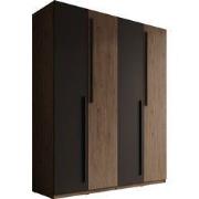 Meubella - Wangoo - Kledingkast 4 deuren - Donker eiken - 179x60x221cm