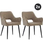 2x Eetkamerstoel Ray - Stof Truffel Taupe