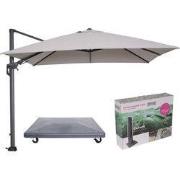 Hawaii parasol - 3x3 m- zand doek - incl. 90 kg parasolvoet en hoes
