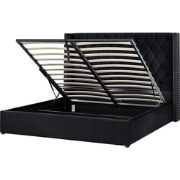 LUBBON  - Bed met opbergruimte - Zwart - 180 x 200 cm - Fluweel