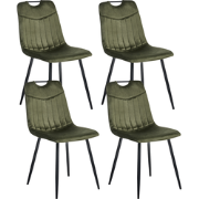 ARGYLE - Eetkamerstoel set van 2 - Donkergroen - Fluweel