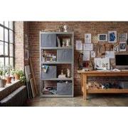 Feel Furniture - Schroefloos Opslagrek - 5 lagen - met 4 Grijze Boxen ...