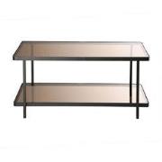 Zwarte metalen salontafel met 2 rookglasplaten L100 cm - ORA