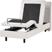 DUKE III - Eenpersoonsbed - Lichtbeige - 90 x 200 cm - Polyester