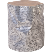 GORDON - Bijzettafel - Zilver - Teakhout