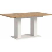 Motion Eetkamertafel Dubbele Kolomvoet Wit, Eiken Decor
