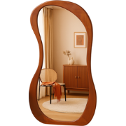 MISOU Organische Spiegel - Wandspiegel - 120x73cm - Hout - Donkerbruin...