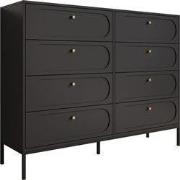 Meubella - Montserrat - Ladekast met 8 lades - Zwart - 150x40x115 cm