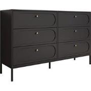Meubella - Montserrat - Ladekast 6 lades - Zwart - 150x40x92 cm