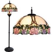 Lumilamp Tiffany Vloerlamp Ø 50x164 cm Roze Groen Glas Roos