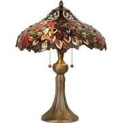 Lumilamp Tiffany Tafellamp Ø 43x58 cm Rood Groen Glas Roos