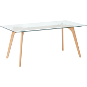 HUDSON - Eettafel - Lichte houtkleur - 90 x 180 cm - Veiligheidsglas