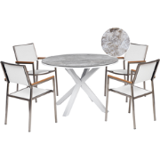 MALETTO/GROSSETO - Tuinset 4-zits - Wit marmer - Aluminium/Polyester