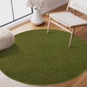 Uni Rond Groen Vloerkleed – Modern Laagpolig Effen Tapijt- 240 CM ROND